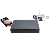 Kit grabador sin cables nvr 8 canales +disco 1tb+2 cámaras exterior guardian ii