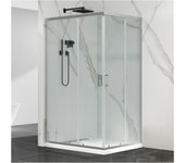 Mampara de ducha corredera transparente steel perfil cromo (70-70)x(68-70)x195 cm 6 mm