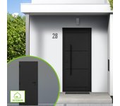 Puerta entrada metálica plus comfort aluminio negra derecha 90x210cm