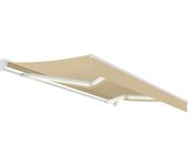 Toldo brazo extensible terraza osaka led motor semicofre blanco tela beige 6x3m