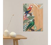 Cuadro sin marco wood art ml-red&green parrots 42 x 30 cm