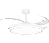 Ventilador de techo con luz retráctil silencioso dc cristal record targues xxl blanco 120 cm