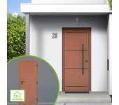 Puerta entrada metálica plus comfort aluminio color óxido izquierda 90x210cm