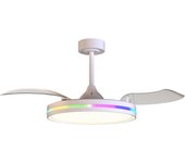 Ventilador de techo con luz retráctil silencioso dc mantra rafaga blanco 50 cm