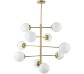 Lámpara de techo anabel 10 luces e14 oro tulipa opal blanco