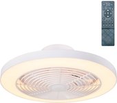 Ventilador de techo con luz sin aspas silencioso dc cristal record pisci blanco 50 cm