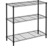 Estantería metálica cromada negro spaceo line, 3 baldas, 50 kg por balda, 90x90x35 cm