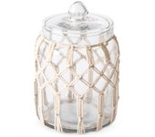 Bote de cristal algodonero beige 20 cm