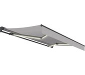 Toldo brazo extensible terraza osaka led motor semicofre gris tela gris de 5x3m