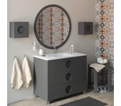 Mueble de baño con lavabo sphere grafito brillante 100x45 cm