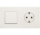 Kit interruptor 2 módulo + enchufe clean simon 270 blanco