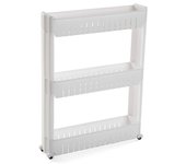 Carrito de baño con ruedas blanco con 3 estantes 12x55x72 cm