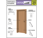 Puerta interior abatible sidney roble line plus apertura izda cristal 6x2 125cm
