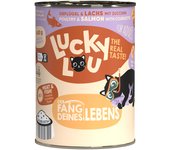 Lucky Lou Adult 24 x 400 g comida húmeda para gatos - Aves de corral y salmón