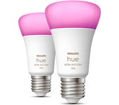 pack doble bombillas inteligentes philips hue e27 white and color ambiance 800 lumens