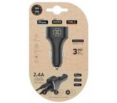 CARGADOR DOBLE MECHERO COCHE TECH ONE TECH NEGRO
