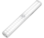 Aigostar Luz Armario con Sensor de Movimiento Recargable Luces LED Cocina Bajo Mueble 3000mAh Luz Nocturna Escaleras Pasillo Iluminación Automatica Lámpara 4000K Blanca Calida