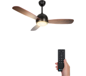 Ventilador de Techo con Luz, 42 Pulgadas, 3 Aspas, 6 Velocidades, Negro