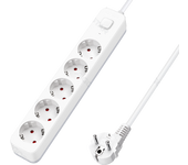 Aigostar Regleta Enchufes, Alargador Enchufe de 5 Enchufes con Interruptor, Cable de 5 Metros, Blanco