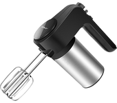Aigostar Hanson - Batidora de Varillas con 6 Velocidades y Función Turbo, Batidora Amasadora Reposteria con 2 Varillas y 2 Ganchos para batir, 300W Negro,Acero inoxidable,Libre de BPA.