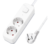Aigostar Regleta Enchufes, Alargador Enchufe de 2 Enchufes con Interruptor, Cable de 5 Metros, Blanco