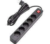 Aigostar Regleta Enchufes, Alargador Enchufe de 5 Enchufes con Interruptor, Cable de 3 Metros, Negro