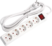 Aigostar Regleta alargador de 5 enchufes con cable de 1,5 metros e interruptor. Color Blanco