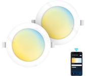 Aigostar 2 Pack inteligente Downlight LED, Luces para Alexa de 9 W 780 LM Wi-Fi,  Focos LED empotrada compatible con Alexa y Google Home, Regulable de luz cálida a blanca 3000-6500K, Φ118-128 mm