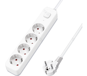 Aigostar Regleta Enchufes, Alargador Enchufe de 4 Enchufes con Interruptor, Cable de 5 Metros, Blanco