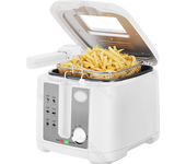 Aigostar Indra 30HEX - Freidora de 2,5 litros de capacidad, 1650 watios de potencia y libre de BPA. Color blanco con ventana de visualización