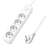 Aigostar Regleta Enchufes, Alargador Enchufe de 4 Enchufes con Interruptor, Cable de 1,5 Metros, Blanco