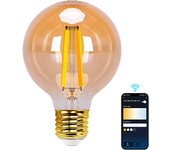 Aigostar Bombilla LED inteligente. Bombilla Alexa LED vintage, G80 Ámbar tipo globo, 6W, 806 LM, regulable cálida a fría 2700K a 6500K, casquillo E27. Compatible con Alexa y Google home