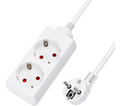 Aigostar Regleta alargador de 2 enchufes con cable de 1,5 metros,color blanco