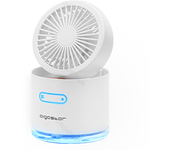 Aigostar Windgift - Mini Ventilador Nebulizador, Depósito 300ml con USB, Portatil Ventilador con 3 Velocidades, Humidificador, 7 Colores LED Luces, Uso en Oficina o Viajes, Blanco