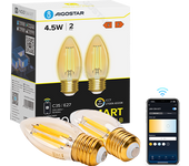 Aigostar Edison Bombillas Alexa LED E27 Bombillas Inteligentes 4.5W 470LM WIFI Bombilla Vintage C35 Bombillas Filamento Regulable 2700K-6500K， compatible con Alexa/Google Home. ámbar 2 pack