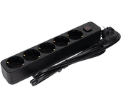 Aigostar Regleta Enchufes, Alargador Enchufe de 5 Enchufes con Interruptor, Cable de 1,5 Metros, Negro