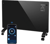 Aigostar Helen Smart - Radiador Electrico Bajo Consumo Silencioso, Convector Eléctrico Panel de Vidrio Ultra Fino. Conexión Wi-Fi, Temporizador de 24 h, 3 modos, Pantalla LED Táctil. Programable.