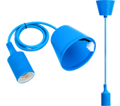 Aigostar Portalámparas Colgante de Plástico E27,100cm Cable con Soporte de Techo,Accesorios de La Lámpara DIY,Azul