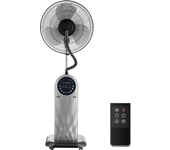 Aigostar Forest Mist - Ventilador de pie oscilante con nebulizador de agua, mando a distancia, función ionizador de aire, pantalla led, temporizador, 95W, 3 modos y velocidades. Color Negro