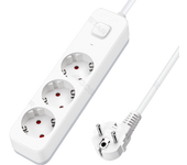 Aigostar Regleta Enchufes, Alargador Enchufe de 3 Enchufes con Interruptor, Cable de 1,5 Metros, Blanco