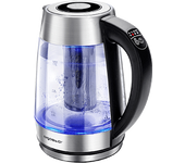 Aigostar Cris - Hervidor de agua, vidrio de borosilicato con infusor de té, 5 niveles de temperatura, 1.7L, 2200 W. Libre de BPA.