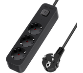 Aigostar Regleta Enchufes, Alargador Enchufe de 3 Enchufes con Interruptor, Cable de 5 Metros, Negro