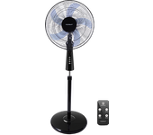 Aigostar Olga - Ventilador Silencioso de Pie con Mando a Distancia, 60W, Temporizador, 5 Aspas, 3 Velocidades + 3 Modos de Uso. Oscilante 90º, Altura Regulable Hasta 135cm, Base Antideslizante