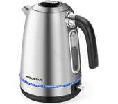 Aigostar Frey - Hervidor Agua Eléctrico de acero inoxidable 1,7 litros, 2200 W con Azul LED Iluminación, Filtro Extraíble, Indicador Nivel Agua, Protección para Hervir en Seco y Apagado Automático