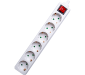 Aigostar Regleta, Enchufes, con interruptor 6 Tomas, Sin Cable, Blanco
