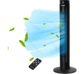 Aigostar Harbor - Ventilador de Torre con Mando, Ventilador Silencioso 40dB, Pantalla LED, 4 Modos, 3 Velocidades, Temporizador de 12 Horas, Oscilación de 65°, Ventilador de pie 45W, 93cm, Negro, Harbor