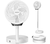 Aigostar Paula - Ventilador de pie portátil plegable, Ventilador usb, Ventilador con altura ajustable hasta 1m, lámpara: aro de luz LED, puerto de carga USB, 8000 mAh. Autonomía 22h y 4 Velocidades