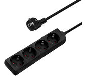 Aigostar Regleta Alargador de 4 Enchufes con Cable de 3 Metros, Color Negro