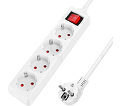 Aigostar Regleta alargador de 4 enchufes con cable de 3 metros e interruptor. Color Blanco