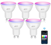 Aigostar Bombilla Alexa LED GU10 SL2 Bombillas Inteligente 4.9W Bombillas Wifi RGB & 2700K-6500K Regulable, Controladas por APP, Conexión rápida Compatible Con Google Home/Alexa, 5 PCS
